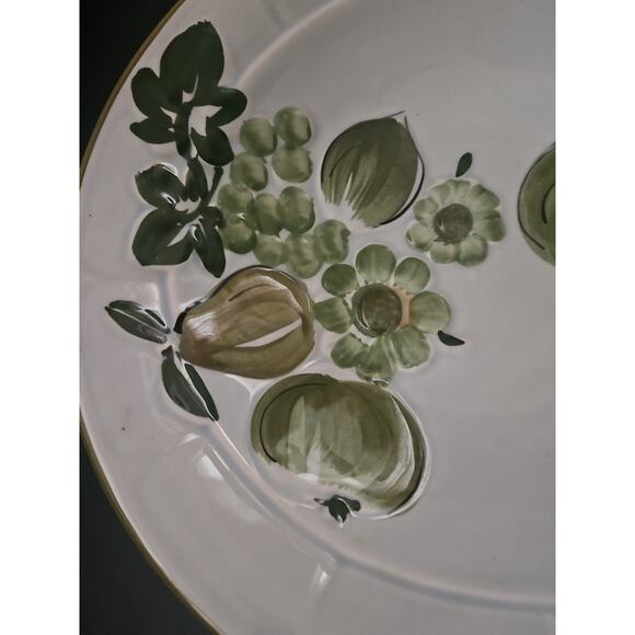 Los Angeles Potteries Embossed Fruit Bowl #36 White Green Vintage 1966 USA MCM - Picture 3 of 7